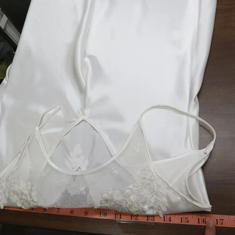 California Dynasty Satin Night Gown Womens XS White Fairy Boho Romantic Feminine